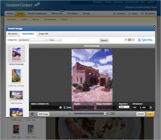 Email Marketing features > Create > Image Editing and Storage