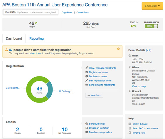 EventSpot features > Track > Event Reporting