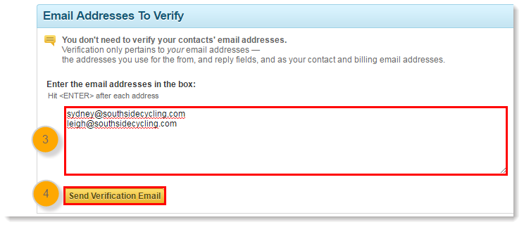 Verify The Account Email Address - email address field and send verification email button