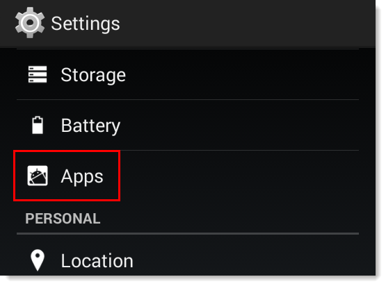 Paramètre Apps (Applications)