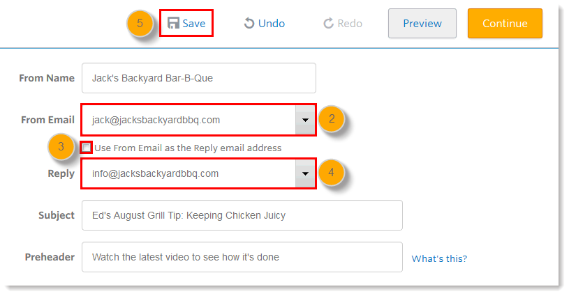 From Email Menu, Reply Email Menu, and Save Link