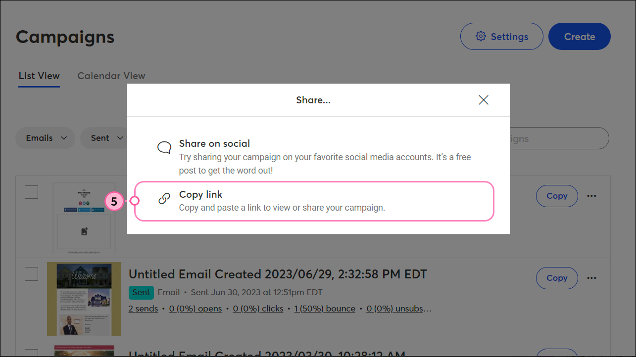 Share overlay and Share on social option