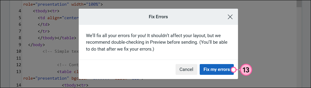 Create an email with custom HTML code