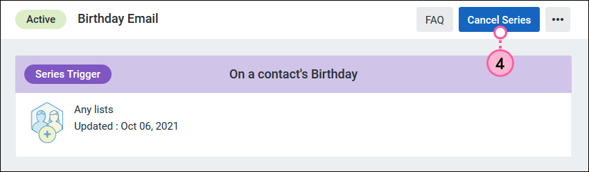 Active Automated Birthday Email with Cancel Series button