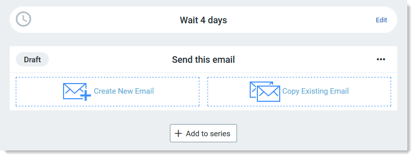 Opciones para crear un correo electrónico para una serie de correos electrónicos automatizados.