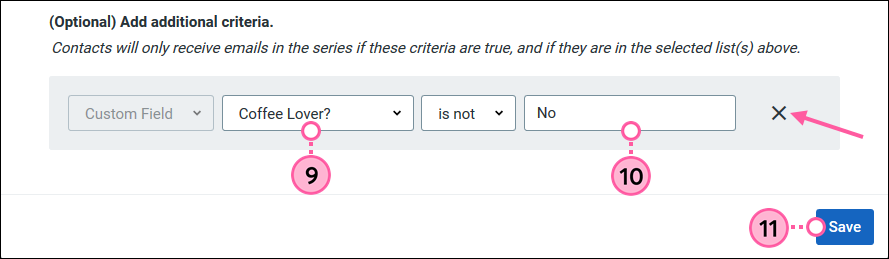 Additional criteria selected and Save button