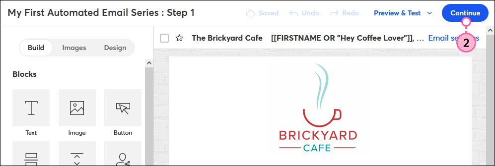 Edit Email and Continue Button