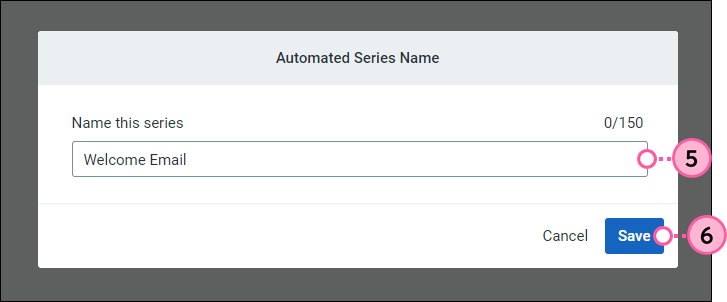 Automated Series Name overlay with Name this series field and Save button