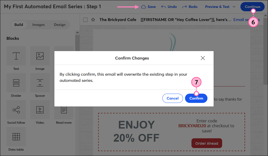Confirm Changes Overlay and Button