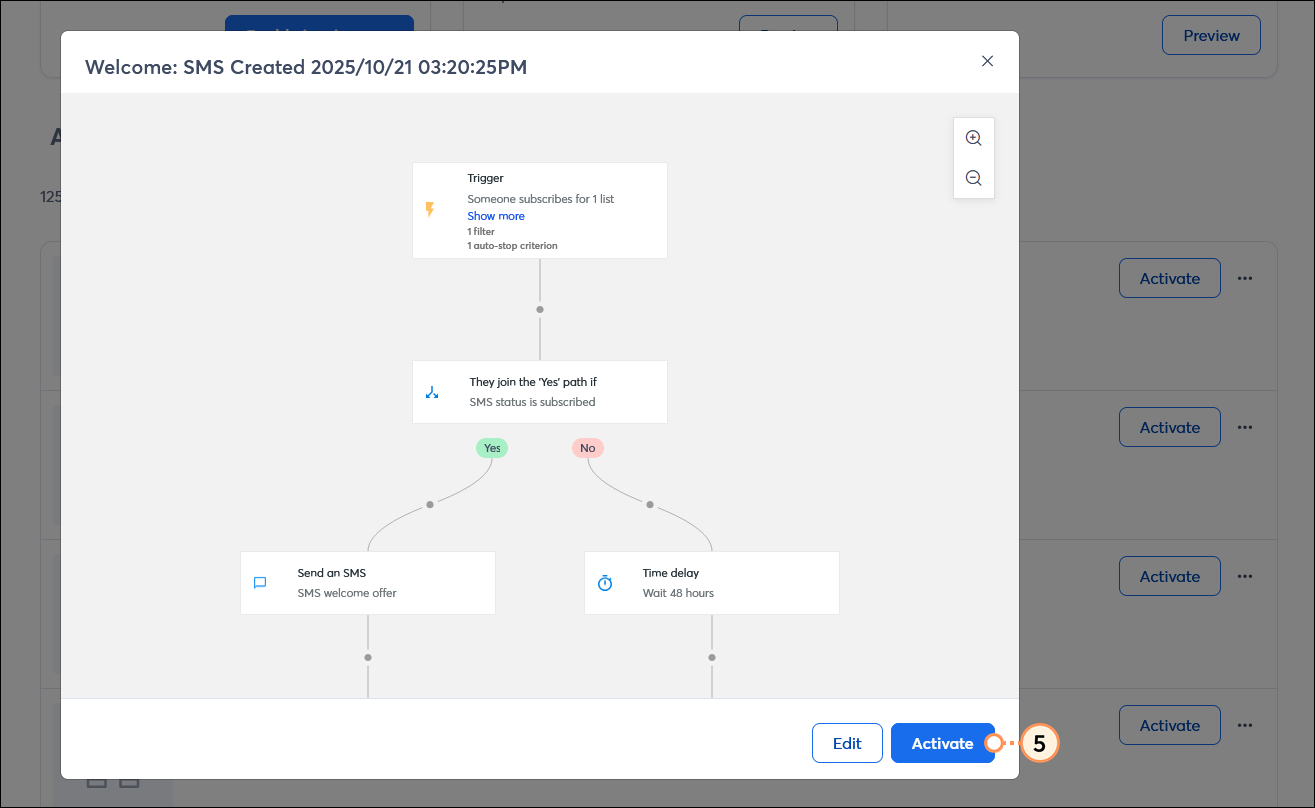 Automation overlay with path preview and Activate button