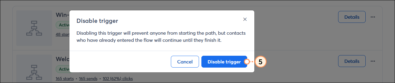 Disable the trigger overlay with Disable the trigger button