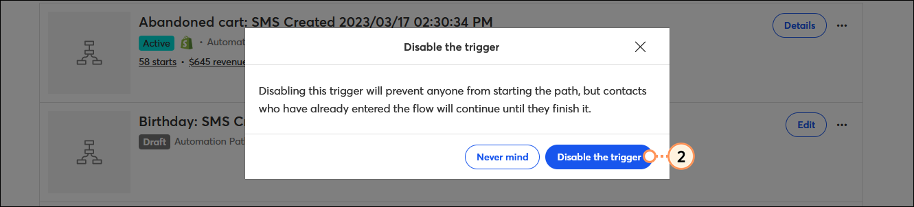 Disable the trigger overlay with Disable the trigger button