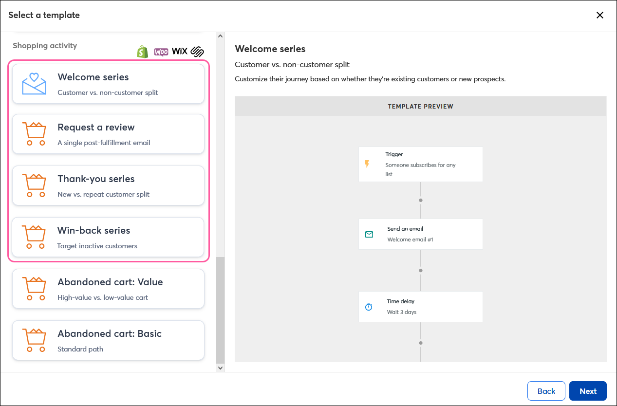 Automation Path Builder Ecommerce Path Templates