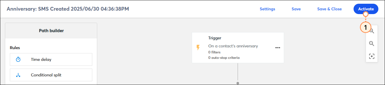 Automation Path Builder with Activate button