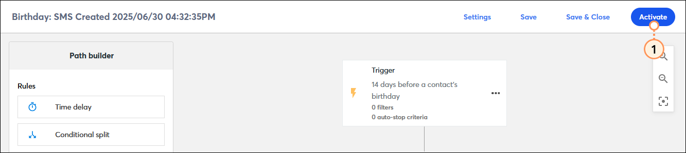 Automation Path Builder with Activate button