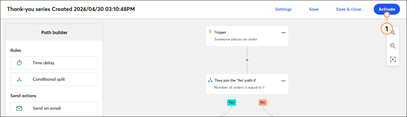 Automation Path Builder and Activate button