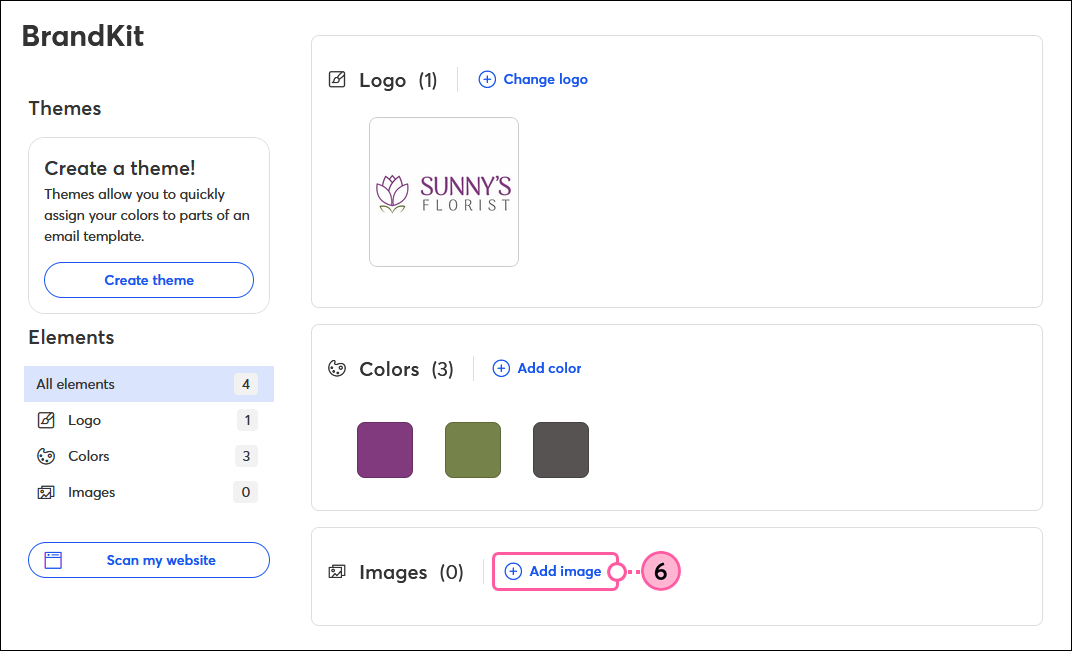BrandKit mit Option Bild hinzufügen