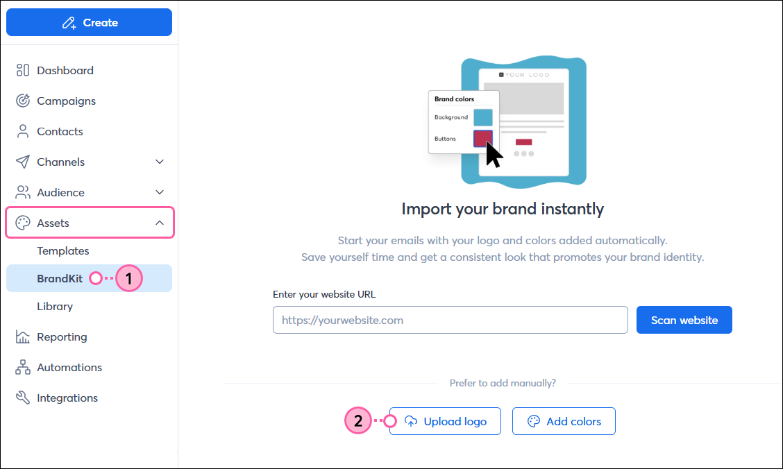 BrandKit with Upload Logo button
