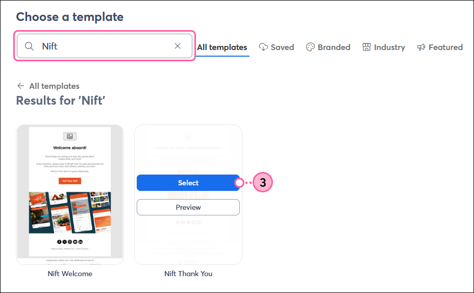 Select a Nift Template