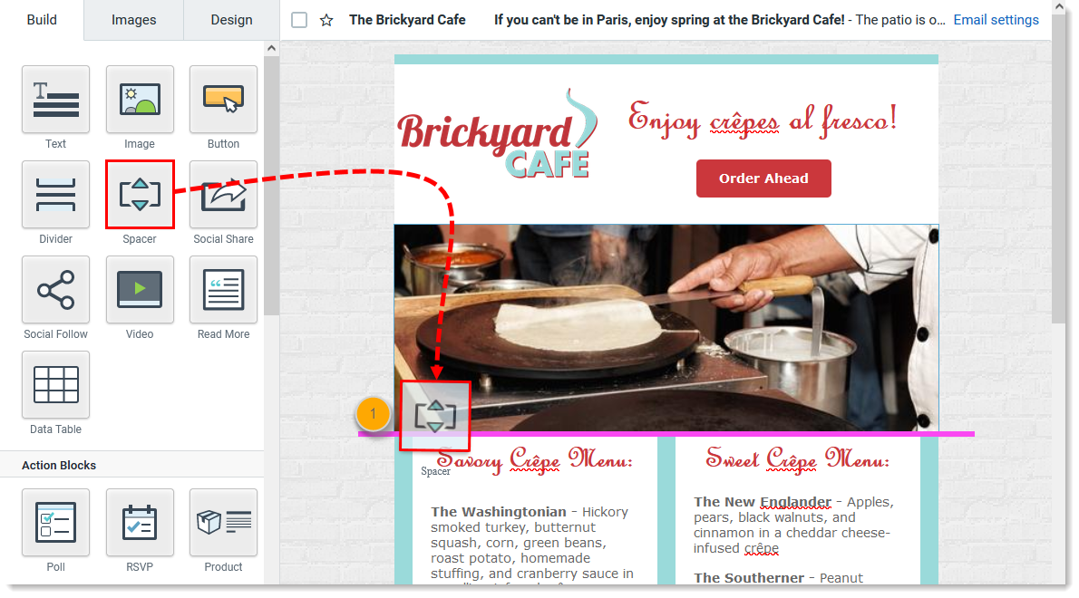 Adjust image padding in an email