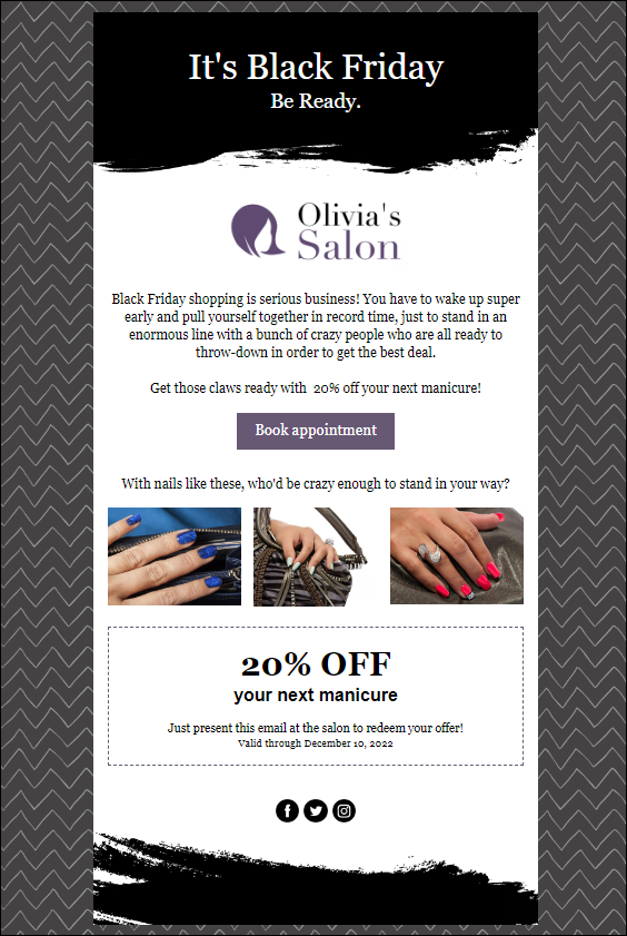 Black Friday Email Example with Coupon