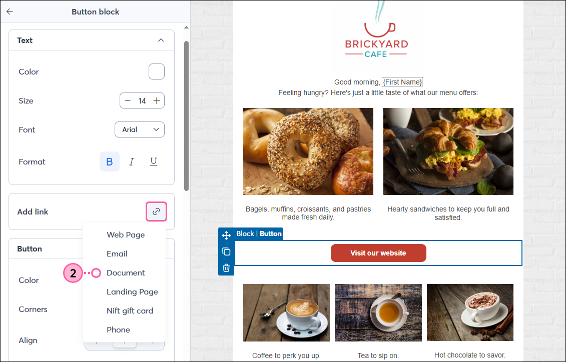 Link Drop-down Menu and Document Option