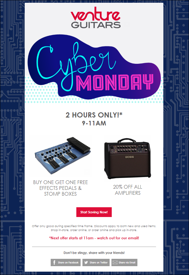 Cyber Monday Email Example with Timed Deal