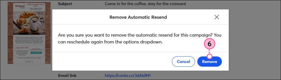 Remove Automatic Resend overlay and Remove button