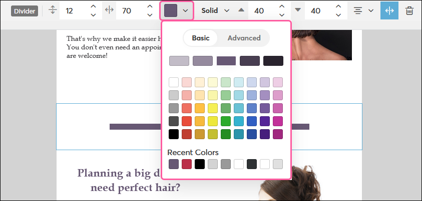 Change color of divider line