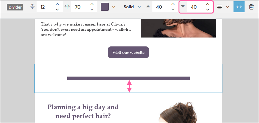 Change padding below divider line