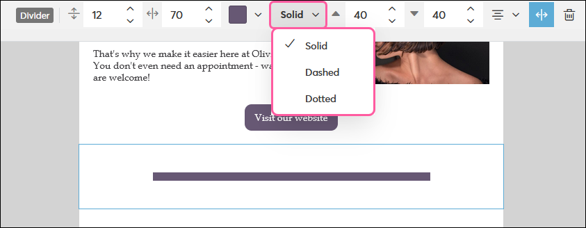 Solid or dashed divider line