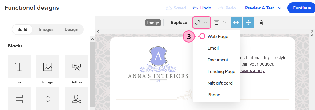 Dropdown-Menü Link und Option Web Page (Website)