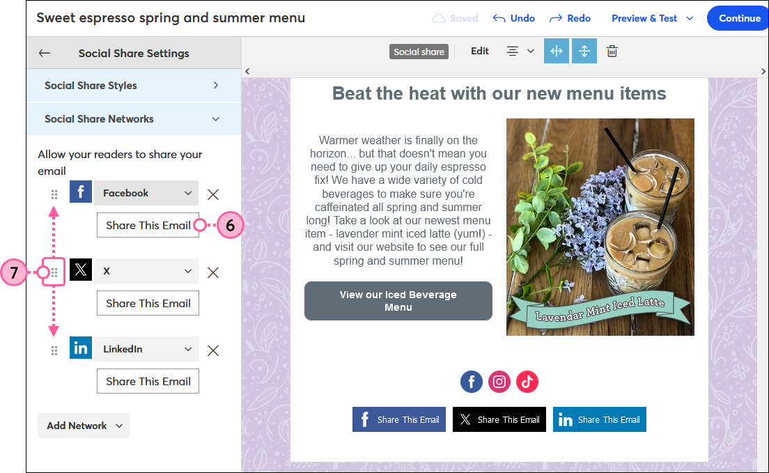 Update Social Share Block Text and Position