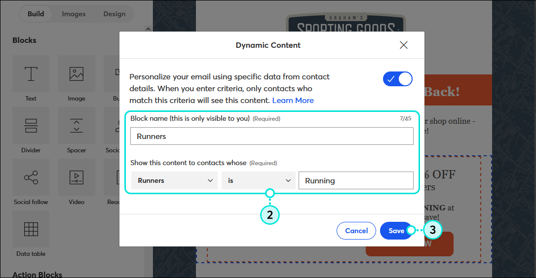 Edit Dynamic Content Criteria