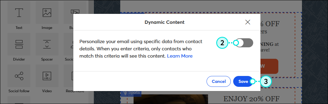 Toggle Off Dynamic Content
