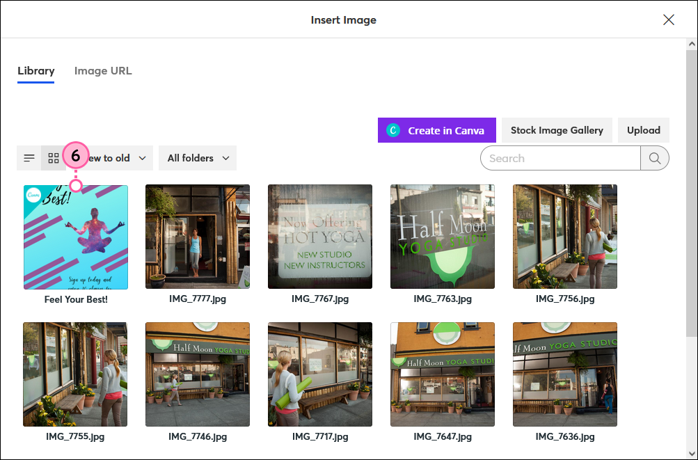 Insert Image overlay with newly created Canva graphic selected