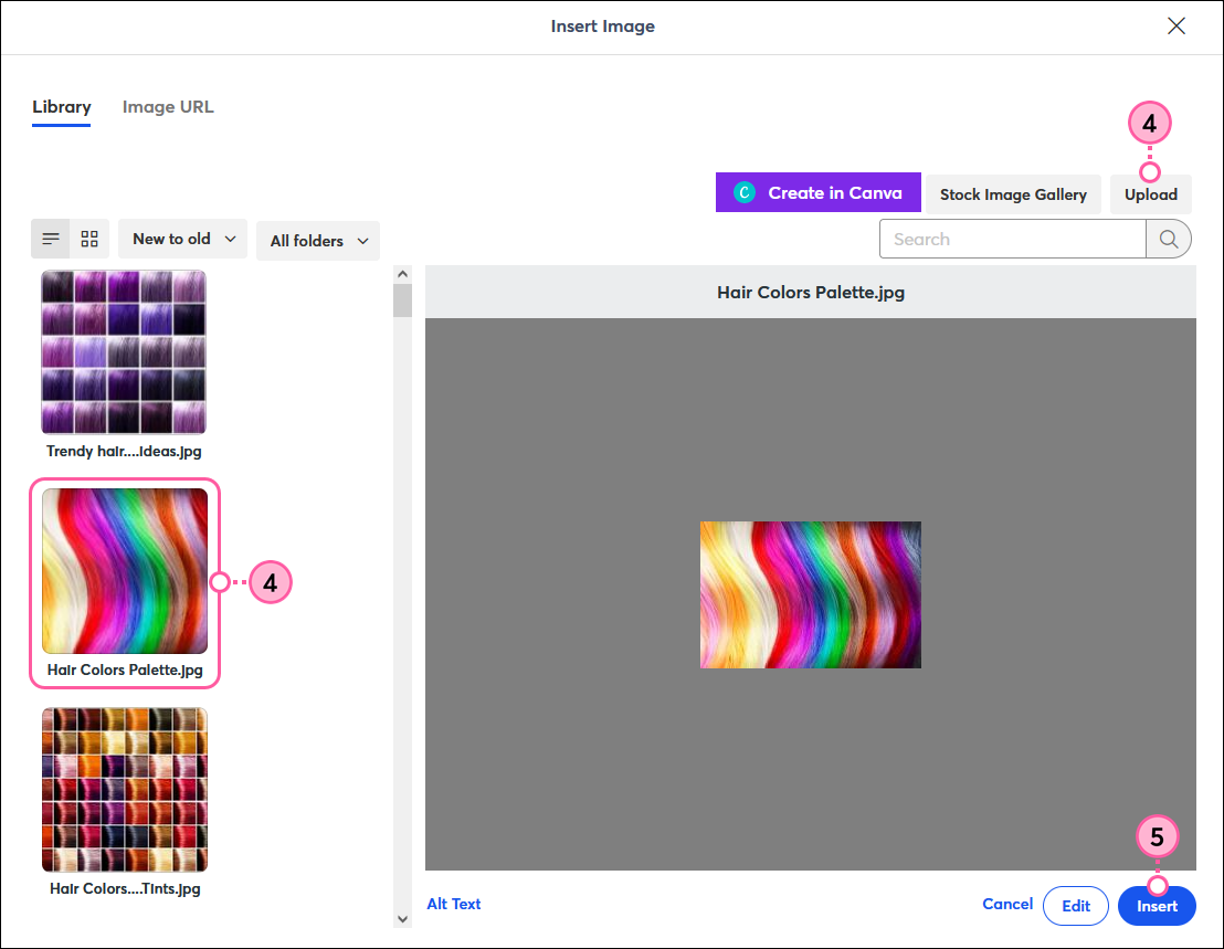Background Image Selection and Insert Button