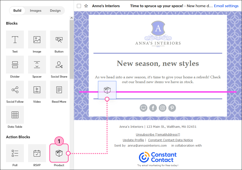 Insert Product Block Into Email