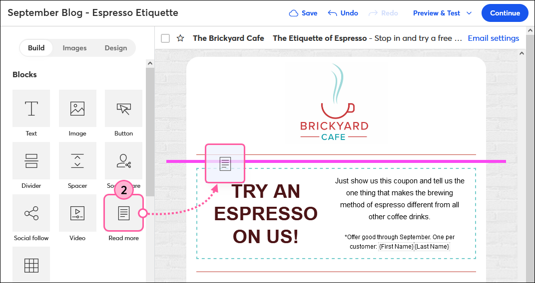 Drag and Drop Read More Block