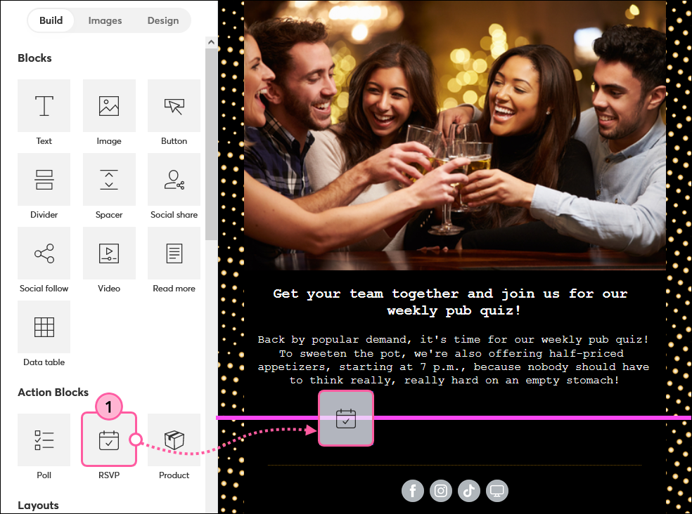 Drag-and-drop RSVP Block into Template