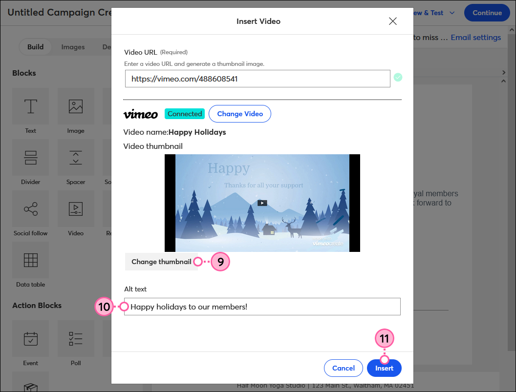 Enter Alt Text and Insert Video