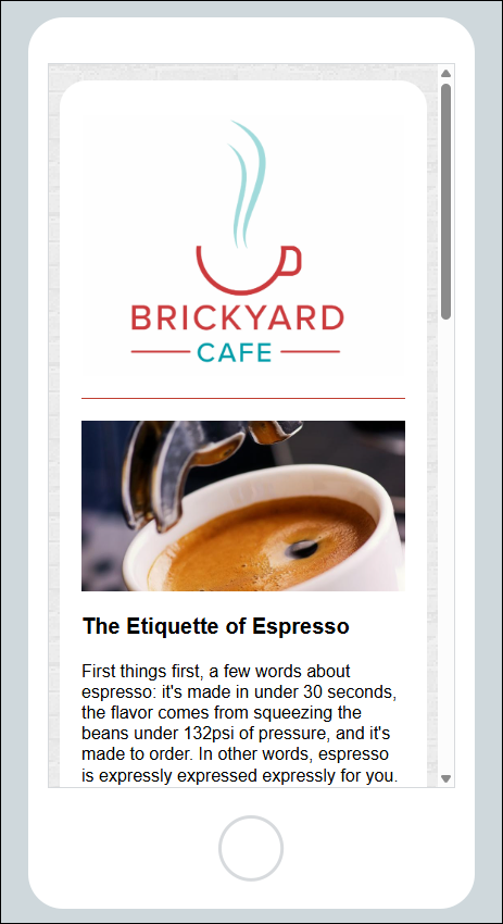 Preview of Email on Mobile Device with logo spanning full width