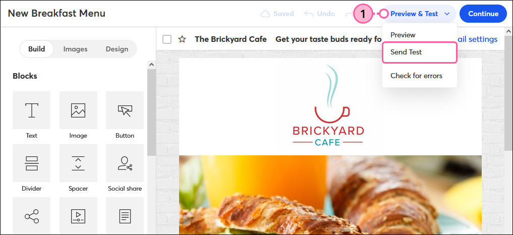 Preview & Test button and dropdown