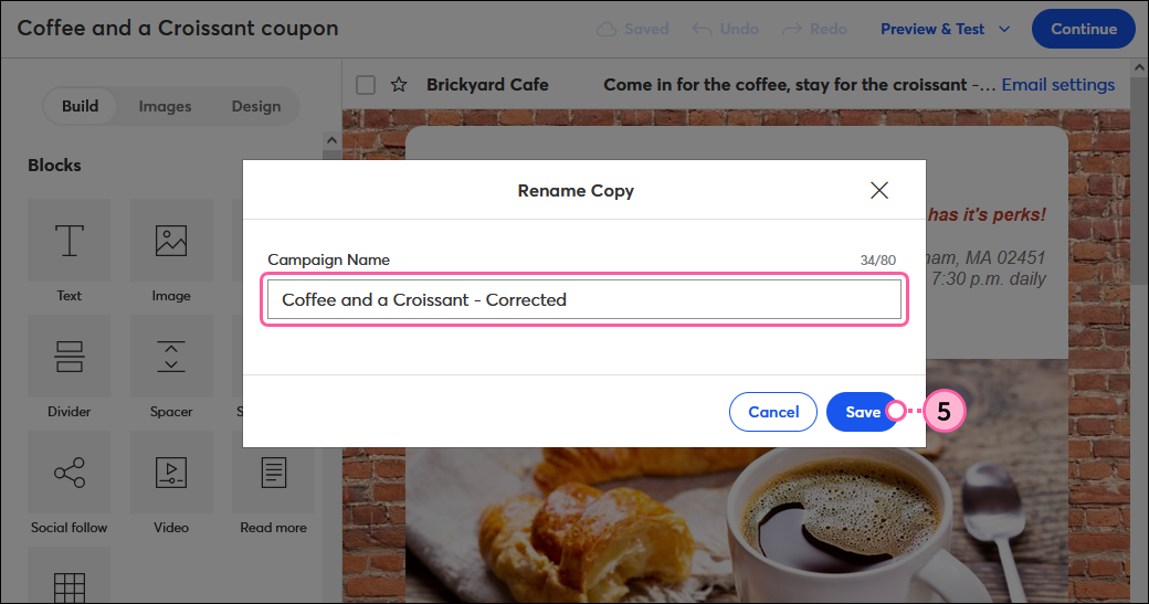 Campaign Name field and Save button
