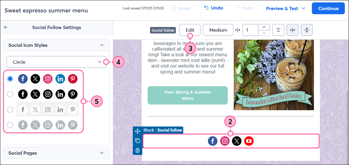 Edit Social Icon Styles for Social Follow Block