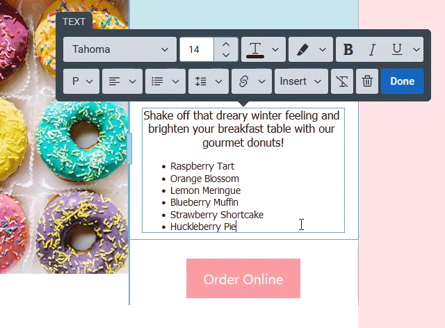 GIF affichant la barre d’outils du texte avec options d’espacement entre les lignes