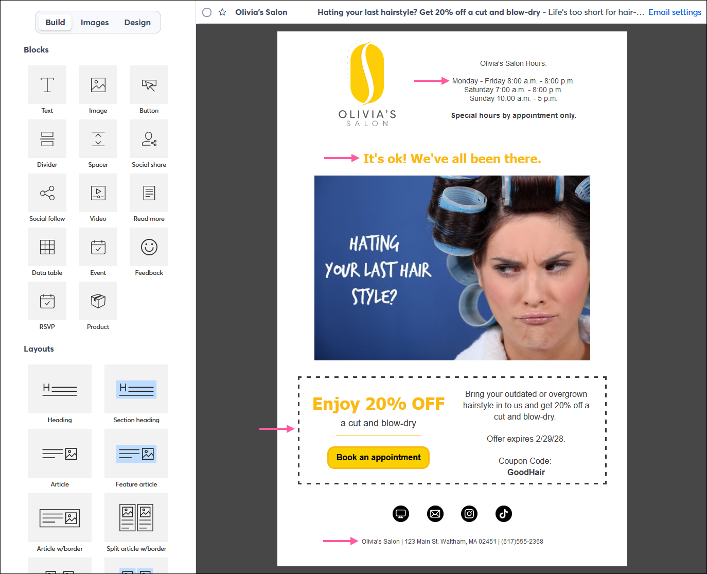 Example Email Including an Image with Text