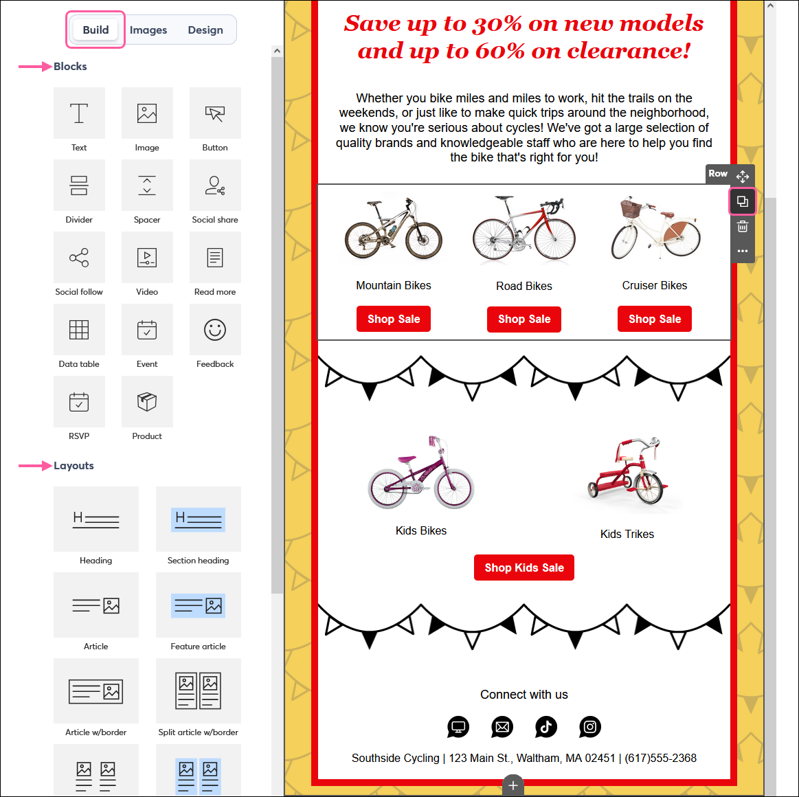 Drag-and-drop Pre-built Layout into Template