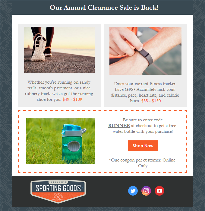 Email example targeted at runners.