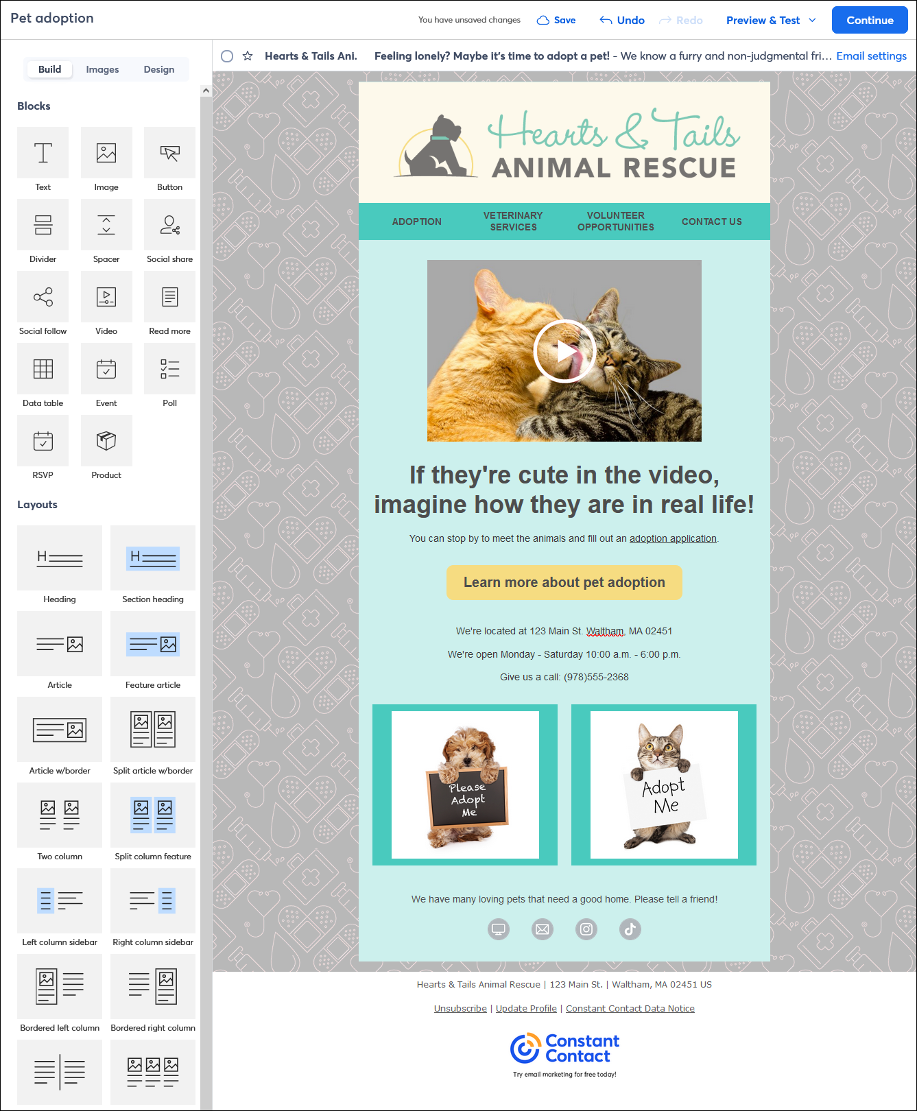 Email example with logo, branding colors, and clear call-to-action